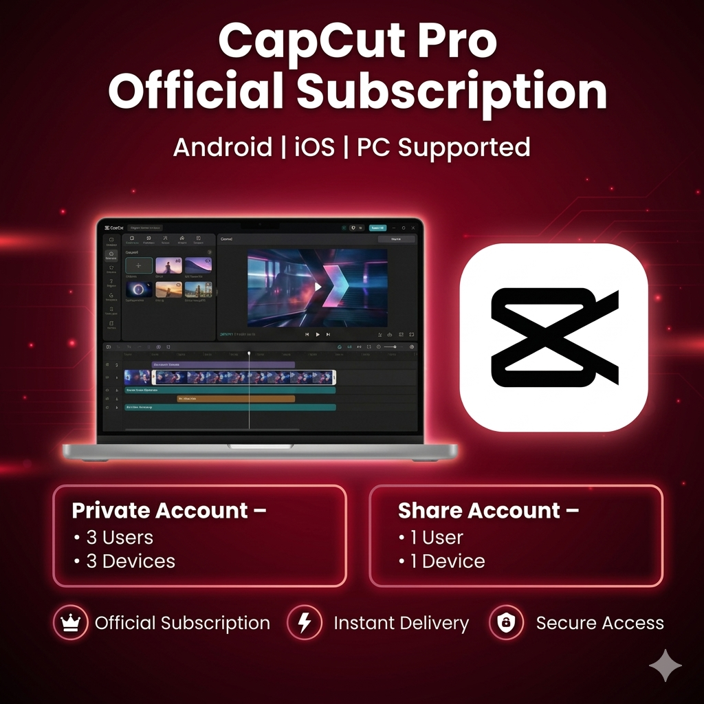 CapCut Pro Official Subscription - No Watermark & All Premium Features